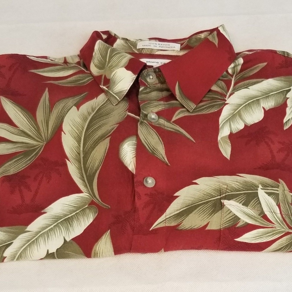 Pierre Cardin Tropical Leaf Mens Hawaiian Shirt